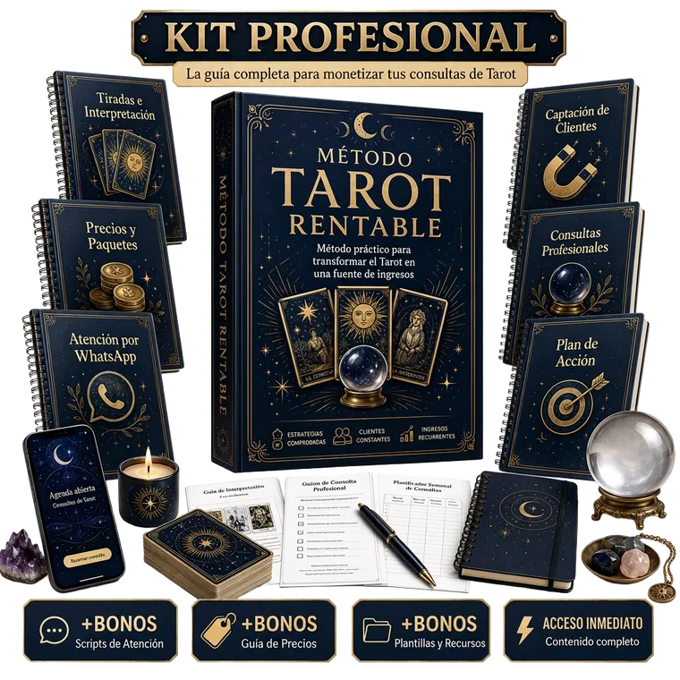 Kit profesional Método Tarot Rentable con guías, cartas y bonos