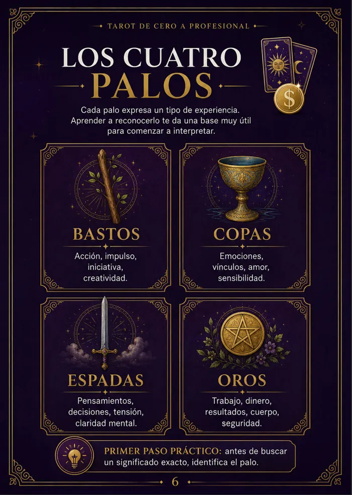 Página del método: los cuatro palos del Tarot