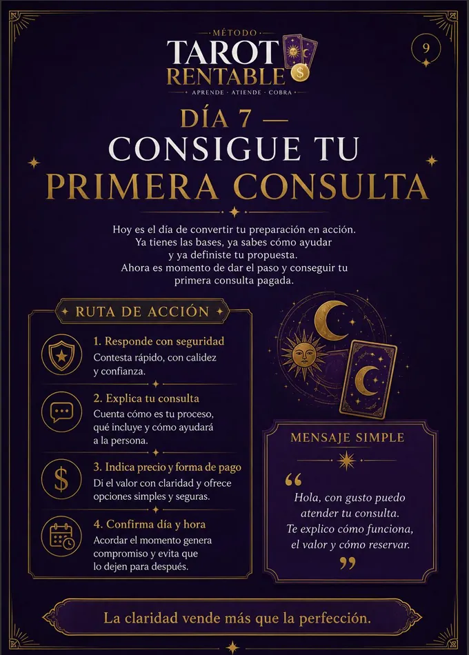 Página del plan: día 7, consigue tu primera consulta