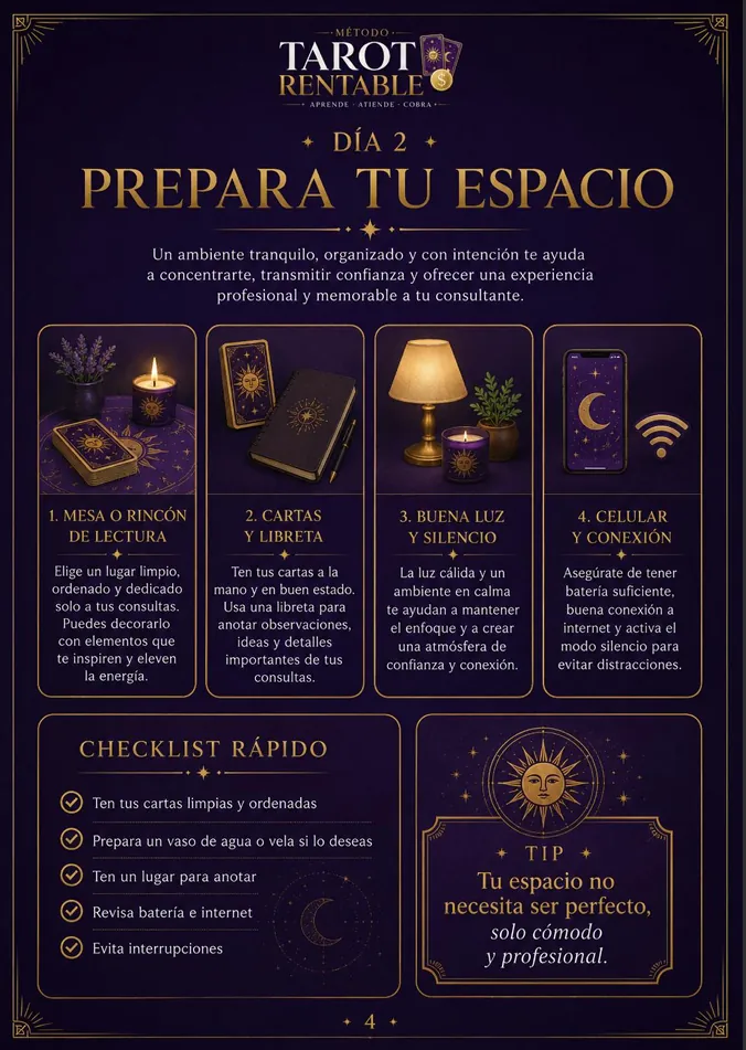 Página del plan: día 2, prepara tu espacio